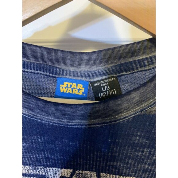 Star Wars T Shirt Men’s Sz L All Over Print Blue Long‎ Sleeve - Picture 2 of 7